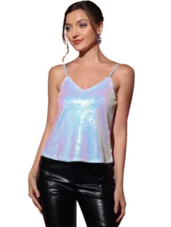 Allegra K Women's Sequined Shining Club Party Sparkle Cami Top -Avenue Clothing Shop GUEST 04bbdba0 f18b 42d7 b1b3 665617f9a761