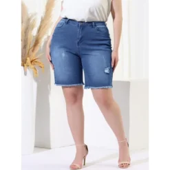 Agnes Orinda Women's Plus Size Denim Shorts Mid Rise Ripped Frayed Bermuda Jean Shorts -Avenue Clothing Shop GUEST 05016877 29c8 4456 ada2 1ab1b16f7c14