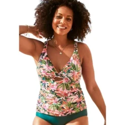 Swimsuits For All Women’s Plus Size Keyhole Underwire Tankini Top