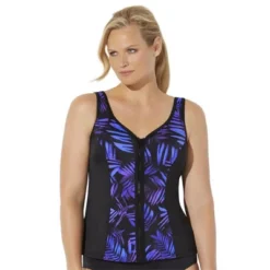 Swimsuits For All Women’s Plus Size Chlorine Resistant Sweetheart Zip Front Tankini Top -Avenue Clothing Shop GUEST 0744fc25 015a 4fdc 96f6 29a88021ece6