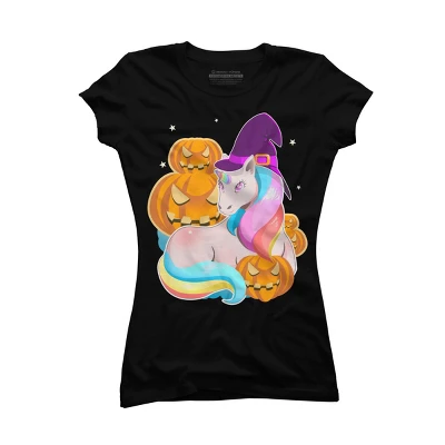 Junior's Design By Humans Cute Unicorn With Jack O Lantern Halloween T Shirt By Thebeardstudio T-Shirt 5 Junior's Design By Humans Cute Unicorn With Jack O Lantern Halloween T Shirt By Thebeardstudio T-Shirt - Image 3