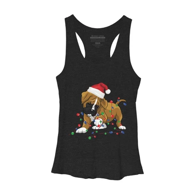 Women's Design By Humans Saint Bernard Dog Christmas Light Costume Hat Santa Fairy Lights By Rondes Racerback Tank Top 5 Women's Design By Humans Saint Bernard Dog Christmas Light Costume Hat Santa Fairy Lights By Rondes Racerback Tank Top - Image 3