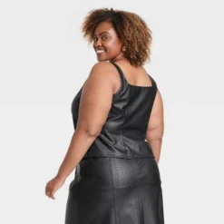 Women's Faux Leather Corset Tank Top - Ava & Viv™
