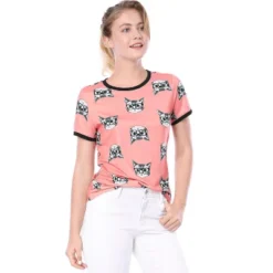 Allegra K Women's Cat Contrast Cartoon Print Tee Casual Summer T-Shirt -Avenue Clothing Shop GUEST 0fe384ec 6a5d 4a1a 91f8 651213f95337