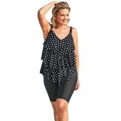 Swim 365 Women’s Plus Size Longer-Length Tiered-Ruffle Tankini Top -Avenue Clothing Shop GUEST 12a1f401 a6f7 4f85 80c4 3e32c746e05b