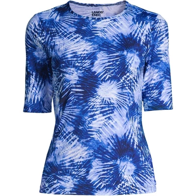 Lands' End Women's Crew Neck Elbow Sleeve Rash Guard UPF 50 Sun Protection Modest Swim Tee 8 Lands' End Women's Crew Neck Elbow Sleeve Rash Guard UPF 50 Sun Protection Modest Swim Tee - Image 6