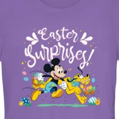 Junior's Mickey & Friends Easter Surprises Mousey And Pluto T-Shirt