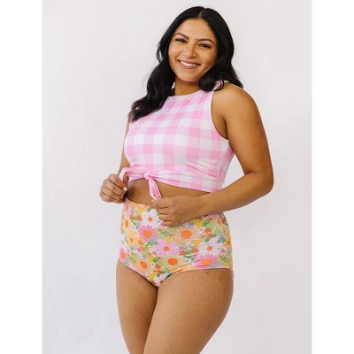 Lime Ricki Women's Pink Gingham Knotted Crop 4 Lime Ricki Women's Pink Gingham Knotted Crop - Image 2