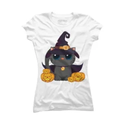 Junior's Design By Humans Black Cat With Jack O Lantern Halloween Shirt By Thebeardstudio T-Shirt -Avenue Clothing Shop GUEST 17c61fc5 d3d7 490d 88f1 57eb5fe0f6a5