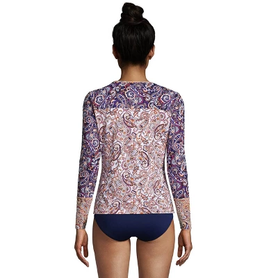 Lands' End Women's Long Crew Neck Long Sleeve Rash Guard UPF 50 Sun Protection Modest Swim Tee 3 Lands' End Women's Long Crew Neck Long Sleeve Rash Guard UPF 50 Sun Protection Modest Swim Tee