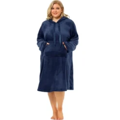 Agnes Orinda Women's Plus Size Flannel Hoodie Pocket Midi Nightgowns -Avenue Clothing Shop GUEST 23c71418 d41b 4ba9 a577 c39c919a7919