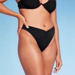Women's Cinch Detail High Leg Bikini Bottom - Shade & Shore™ Black -Avenue Clothing Shop GUEST 24dc90b4 06e6 45dd b6e1 af457c1dff49