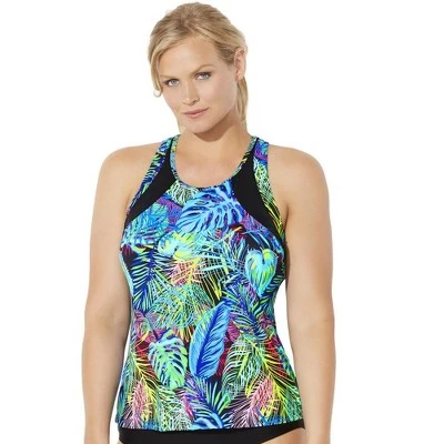 Swimsuits For All Women’s Plus Size Chlorine Resistant High Neck Racerback Tankini Top 8 Swimsuits For All Women’s Plus Size Chlorine Resistant High Neck Racerback Tankini Top - Image 6