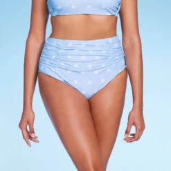 Women's Polka Dot Ruched Extra High Waist Medium Coverage Bikini Bottom - Kona Sol™ Blue -Avenue Clothing Shop GUEST 30a70757 a8c8 46f6 82db f869c34f2b4c