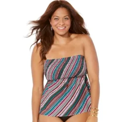 Swimsuits For All Women’s Plus Size Smocked Bandeau Tankini Top -Avenue Clothing Shop GUEST 31477a16 b134 43bb 82dc 410b75453dcb
