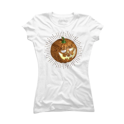 Junior's Design By Humans Halloween Smiling Retro Pumpkin With Fine Detailed Lettering By Agor2012 T-Shirt 4 Junior's Design By Humans Halloween Smiling Retro Pumpkin With Fine Detailed Lettering By Agor2012 T-Shirt - Image 2
