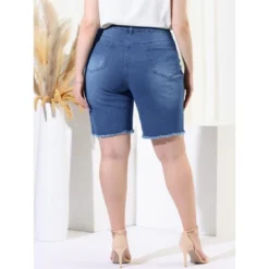 Agnes Orinda Women's Plus Size Denim Shorts Mid Rise Ripped Frayed Bermuda Jean Shorts -Avenue Clothing Shop GUEST 349a4590 927d 4ded 91d0 b7e1f2a5cbae