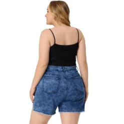 Agnes Orinda Women's Plus Size High Rise Fashion Denim Roll-Up Stretched Ripped Jean Shorts -Avenue Clothing Shop GUEST 35759a21 29f3 410a bb87 f9cb5c058224