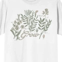 Bioworld Vintage Botanical Grow Crew Neck Short Sleeve White Adult T-shirt