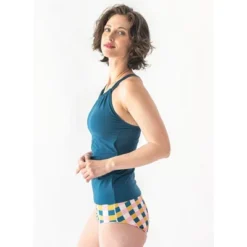 Lime Ricki Women's Indigo Double Cinch Tankini Top