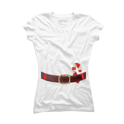 Junior's Design By Humans Christmas Candy Cane Belt By BenX T-Shirt 5 Junior's Design By Humans Christmas Candy Cane Belt By BenX T-Shirt - Image 3