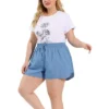 Agnes Orinda Women's Plus Size Denim Short Drawstring Elastic Waist Slant Pockets Shorts Light 2 Agnes Orinda Women's Plus Size Denim Short Drawstring Elastic Waist Slant Pockets Shorts Light -Avenue Clothing Shop GUEST 402bb36d f220 4ca1 85ee 15fe939acf02
