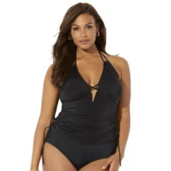 Swimsuits For All Women’s Plus Size Plunge Tankini Top