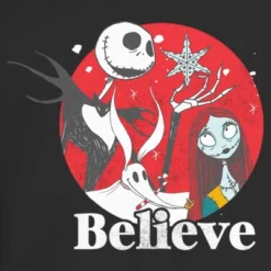Junior's The Nightmare Before Christmas Christmas Believe Jack And Sally T-Shirt