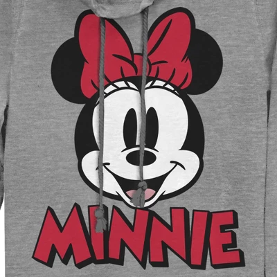 Junior's Mickey & Friends Retro Minnie Mouse Big Face Cowl Neck Sweatshirt 3 Junior's Mickey & Friends Retro Minnie Mouse Big Face Cowl Neck Sweatshirt