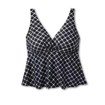 Women's V-Neck Gingham Cropped Tankini Top - Kona Sol™ Multi 4 Women's V-Neck Gingham Cropped Tankini Top - Kona Sol™ Multi - Image 2