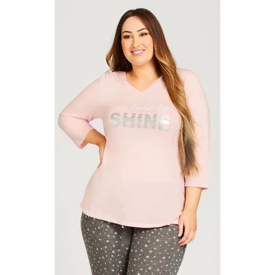 Women's Plus Size Shine Sleep Top - Pink | AVENUE 7 Women's Plus Size Shine Sleep Top - Pink | AVENUE - Image 5