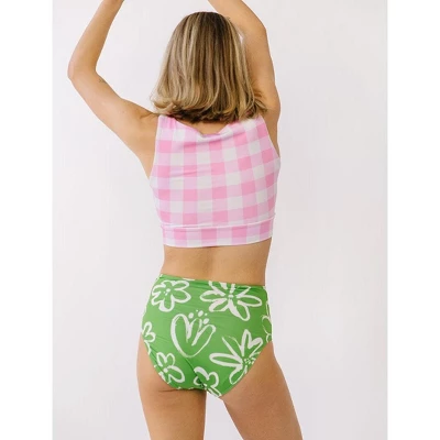 Lime Ricki Women's Pink Gingham Knotted Crop 3 Lime Ricki Women's Pink Gingham Knotted Crop