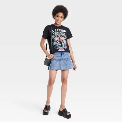 Women's Día De Muertos La Catrina Short Sleeve Graphic T-Shirt - Black 4 Women's Día De Muertos La Catrina Short Sleeve Graphic T-Shirt - Black - Image 2