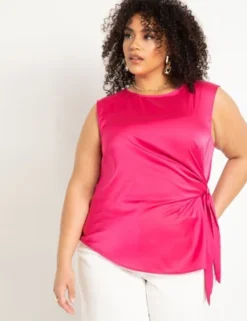 ELOQUII Women’s Plus Size Tie Side Satin Tank -Avenue Clothing Shop GUEST 55072b1f 1fc5 40b1 afc4 a416f2290a59