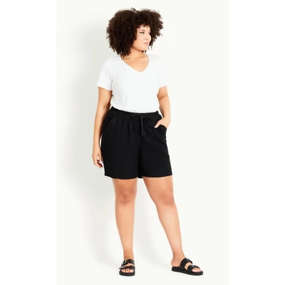 Women's Plus Size Linen Blend Short - Black | EVANS 5 Women's Plus Size Linen Blend Short - Black | EVANS - Image 3