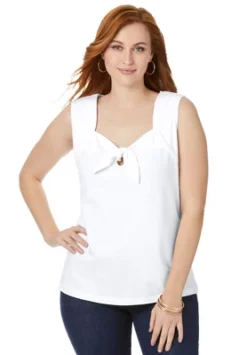 Jessica London Women’s Plus Size Tie Front Tank