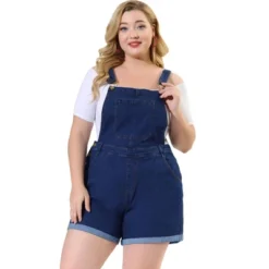 Agnes Orinda Women's Plus Size Adjustable Strap Pocket Roll Hem Denim Overall Jean Shorts -Avenue Clothing Shop GUEST 5781dac1 1f9b 4895 9bd5 f35247ba6924