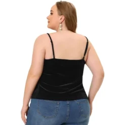 Agnes Orinda Women's Plus Size Tops V Neck Velvet Lace Trim Cami Tank Tops -Avenue Clothing Shop GUEST 57a48848 fde8 4631 9f1f 3e2c2388fef6