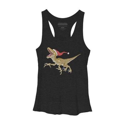 Women's Design By Humans Christmas Velociraptor By Ayota Racerback Tank Top 5 Women's Design By Humans Christmas Velociraptor By Ayota Racerback Tank Top - Image 3