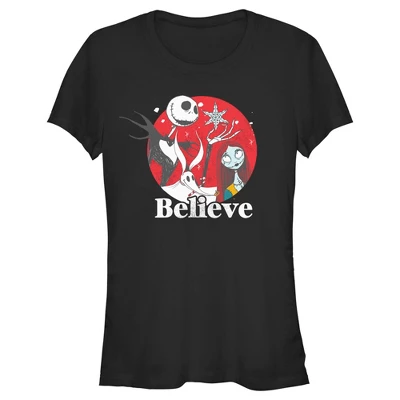 Junior's The Nightmare Before Christmas Christmas Believe Jack And Sally T-Shirt 5 Junior's The Nightmare Before Christmas Christmas Believe Jack And Sally T-Shirt - Image 3