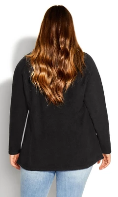 Women's Plus Size Polar Fleece Pocket Tunic - Black | AVENUE