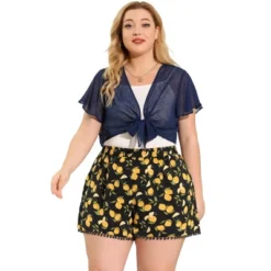 Agnes Orinda Women's Plus Size Shorts Floral Straight Slash Pocket Lace Trim Elastic Waist Pants -Avenue Clothing Shop GUEST 5cd6010d 5177 4a48 96fb 8db38a7b8752