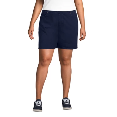 Lands' End Women's Starfish Mid Rise Pull On 7" Knit Denim Jean Shorts 5 Lands' End Women's Starfish Mid Rise Pull On 7" Knit Denim Jean Shorts - Image 3