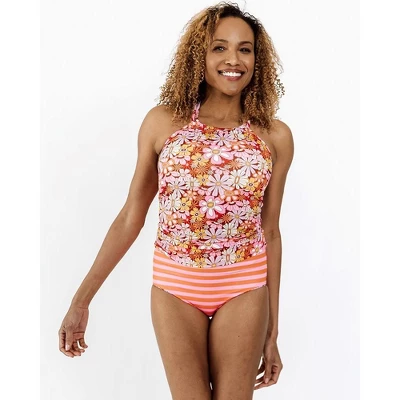 Lime Ricki Women's Groovy Blooms Double-Cinch Tankini Top 3 Lime Ricki Women's Groovy Blooms Double-Cinch Tankini Top