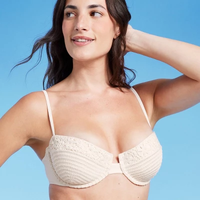 Women's Crochet Underwire Bikini Top - Shade & Shore™ Off-White 3 Women's Crochet Underwire Bikini Top - Shade & Shore™ Off-White - Image 2