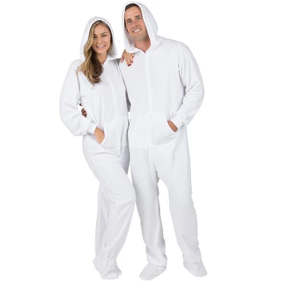 Footed Pajamas - Arctic White Adult Hoodie Fleece Onesie 6 Footed Pajamas - Arctic White Adult Hoodie Fleece Onesie - Image 4