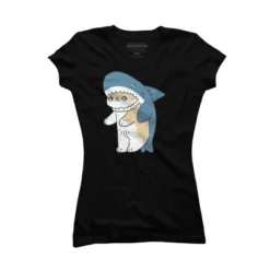 Junior's Design By Humans Cat Shark By Mob0 T-Shirt -Avenue Clothing Shop GUEST 66431e4a c04b 4484 9480 4c7e324771a9