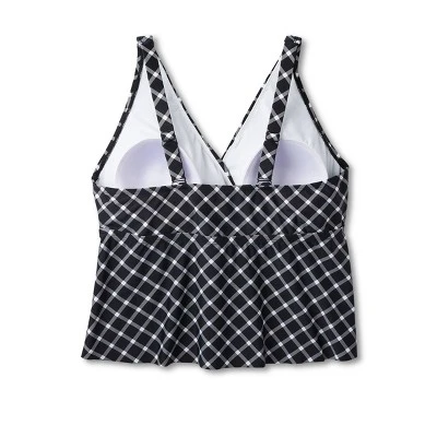 Women's V-Neck Gingham Cropped Tankini Top - Kona Sol™ Multi 5 Women's V-Neck Gingham Cropped Tankini Top - Kona Sol™ Multi - Image 3