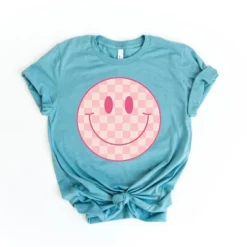 Simply Sage Market Women's Pink Checker Smiley Face Short Sleeve Graphic Tee -Avenue Clothing Shop GUEST 6a6bbdc9 1450 4067 9a99 c959c4964e06