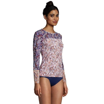 Lands' End Women's Long Crew Neck Long Sleeve Rash Guard UPF 50 Sun Protection Modest Swim Tee 4 Lands' End Women's Long Crew Neck Long Sleeve Rash Guard UPF 50 Sun Protection Modest Swim Tee - Image 2